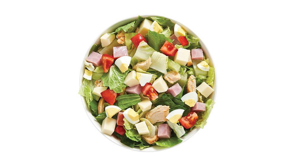 Bently Salad · Our Chef recommends a base of our Romaine/Iceberg Blend. It is served with Smoked Ham, Roasted Turkey, Provolone Cheese, Sliced Egg and Diced Tomatoes. We recommend our Green Goddess dressing.  All dressings will be served on the side.