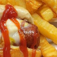 Hotdog + Fries · Hotdog + small portion of fries