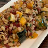 Fire Roasted Squash Medley With Toasted Barley & Curry-Sorghum · Fire Roasted Squash Medley with Toasted Barley and Curry-Sorghum