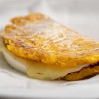 Arepa Maracaibo · Arepa made yellow corn flower and homemade white cheese.