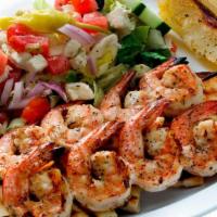 Shrimp Kabobs · Served with Greek salad, pita, and Greek potatoes or french fries.