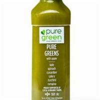 Pure Greens Apple, Cold Pressed Juice (Nutrient Dense) · Apple, kale, spinach, cucumber, celery, zucchini, and romaine.

The Pure Greens with Apple c...