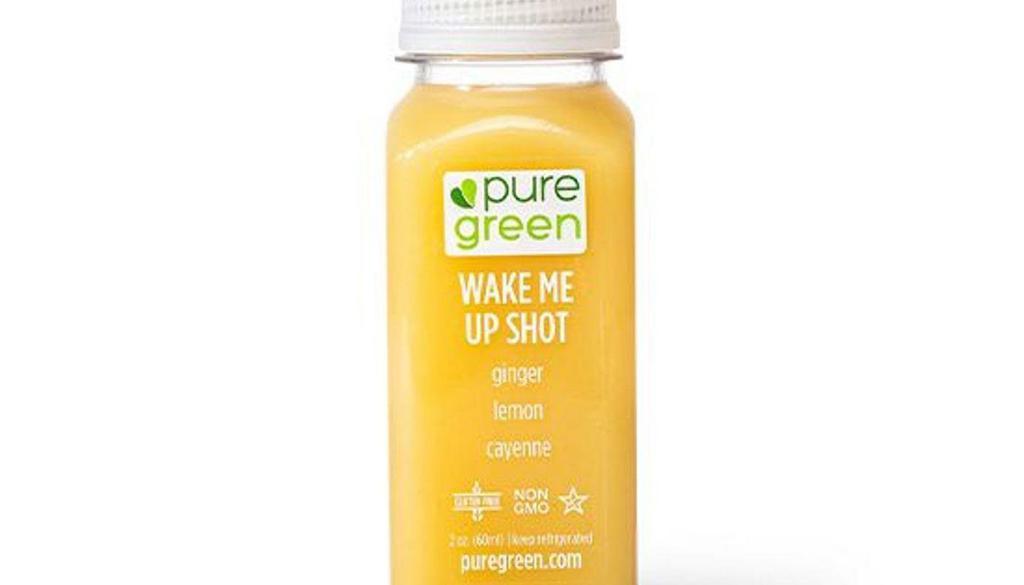 Wake Me Up, Cold Pressed Shot (Immune Booster) · Lemon, cayenne and ginger.
 

 The Wake Me Up cold pressed juice shot is a concentrated dose of ginger, lemon and cayenne pepper. The cayenne pepper in this shot has been found to aid in blood circulation. The flavor profile of this cold pressed juice shot is potent and powerful from the ginger and spicy from the cayenne pepper.
 

 We are a proud supporter of local and organic farms.