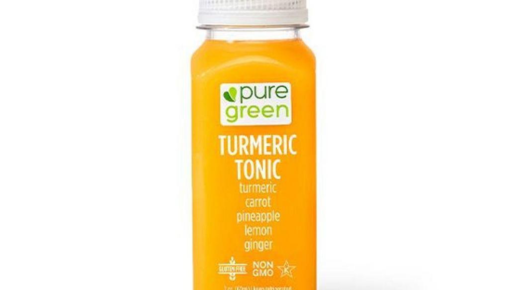 Turmeric Tonic, Cold Pressed Shot (Anti-Inflammatory) · Turmeric, carrot, pineapple, lemon, ginger and black pepper.

The Turmeric Tonic cold pressed juice shot contains turmeric as the active ingredient. Cold pressed turmeric root contains curcumin, which has been shown to have anti-inflammatory affects in the body. The flavor profile of this cold pressed juice shot tastes sweet and a little spicy from the ginger.

We are a proud supporter of local and organic farms.