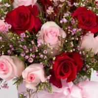 Loving Roses · Loving Roses is a mix of red and pink roses with limonium in a cylinder clear vase. Comes wi...