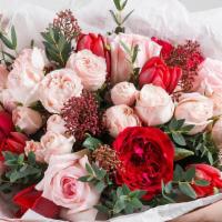 Romantika Bunch · European style, hand tied bouquet of romantique flowers arrives in a wrapped bouquet with el...