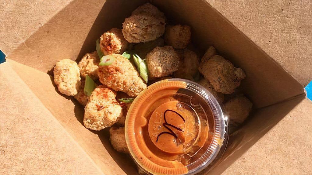 Vegan Popcorn Chicken · Vegan chicken nuggets dusted in “foo” spices & crispy fried...served with our house curry ketchup