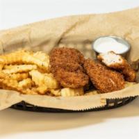 Grilled Chicken Tenders · Served with a fountain drink, rice or fries, and a treat.
