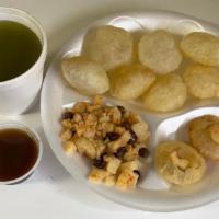 Pani Puri · Crunchy Puries with Spicy Water, Tamarind Chutney & Potatoes