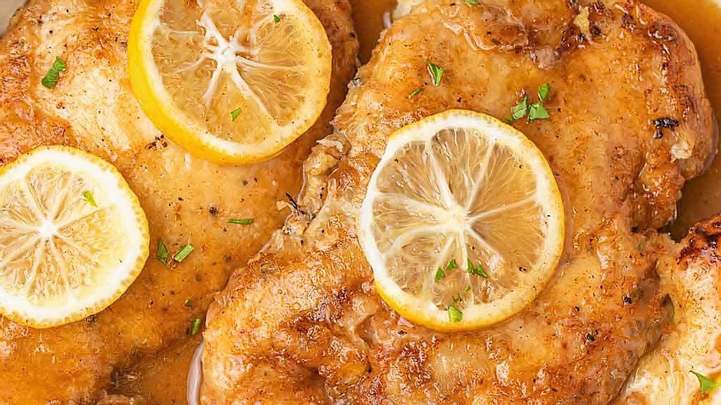 Chicken Francese · Our white lemon sauce served with pasta.