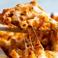 Baked Ziti · Ziti in our homemade tomato sauce topped with mozzarella cheese.