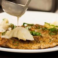 Parmesan-Crusted Rainbow Trout · Parmesan-Crusted Rainbow Trout topped with artichoke hearts, fresh basil and lemon butter 79...