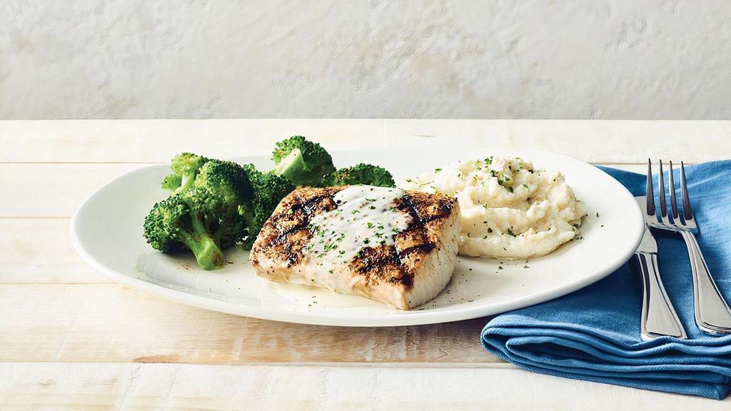 Mahi-Mahi · Lightly seasoned and grilled (400 cal), served with choice of sauce and two signature sides.