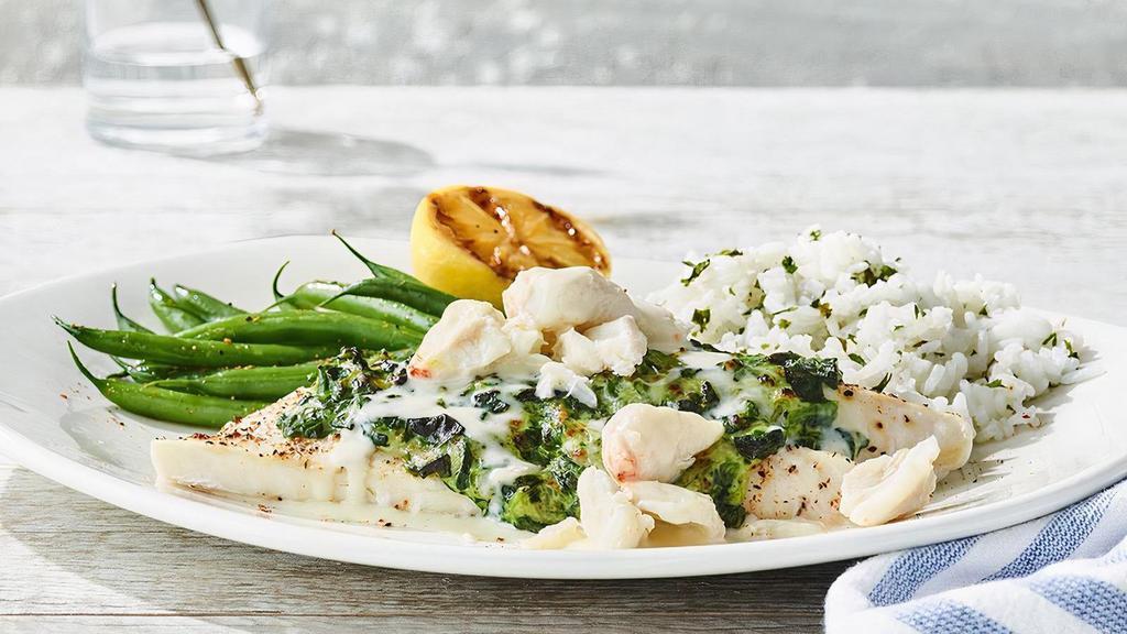 Rockefeller Butterfish · Alaskan Sablefish (aka Black Cod) is a silky, rich delicacy that many liken to  Sea Bass, topped with creamy spinach and jumbo lump crab. Served with choice of two signature sides