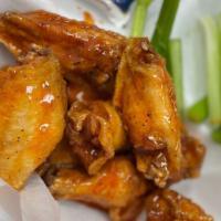 Wings (6) · Unbreaded cut wings , Served with celery and choice of buffalo, BBQ, Cajun, Lemon Pepper Sau...