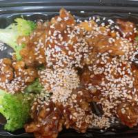 Sesame Beef · Beef in a sweet sauce served with sesame seeds.