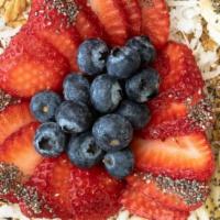 Classic Acai Bowl · organic acai, granola, coconut, banana, blueberry and strawberry, topped with chia seeds and...