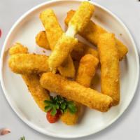Fried Fromage · Mozzarella cheese sticks battered and fried until golden brown.