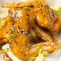 Teriyaki Chicken Wings · 3 piece chicken wings topped with our Signature Fuji Teriyaki sauce
