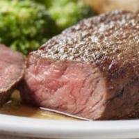 8-Oz. Steakhouse Sirloin · Hand-cut, custom-aged sirloin, grilled your way, then topped with herb garlic butter.