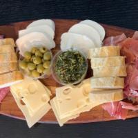 Italian Tapas Platter · Prosciutto, Salami, Provolone cheese, Fresh Mozzarella Cheese, Green olives, Basil Pesto and...