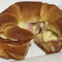 Croissant Sandwich · Ham and Swiss cheese in a croissant.