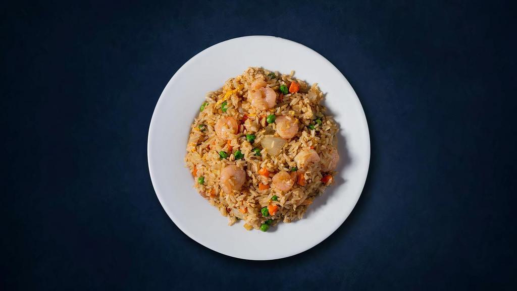 Judo Shrimp Fried Rice · Long grain aromatic rice wok tossed with shrimp, fresh mixed vegetables, and Indo-Chinese sauces.