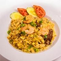 Fr2 Thai Fried Rice · In a sweet Thai-based seasoning sauce, steamed jasmine rice is stir-fried with your choice o...