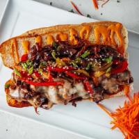 Bull-Go-Gi Cheesesteak Sandwich · Marinated Bulgogi Ribeye with Carrots, Scallions, Bell Peppers, Caramelized Onions, Melted P...