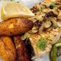 Mojo Grilled Grouper · Thick and juicy grouper fillet marinated in our mojo spices and topped with grilled onions. ...