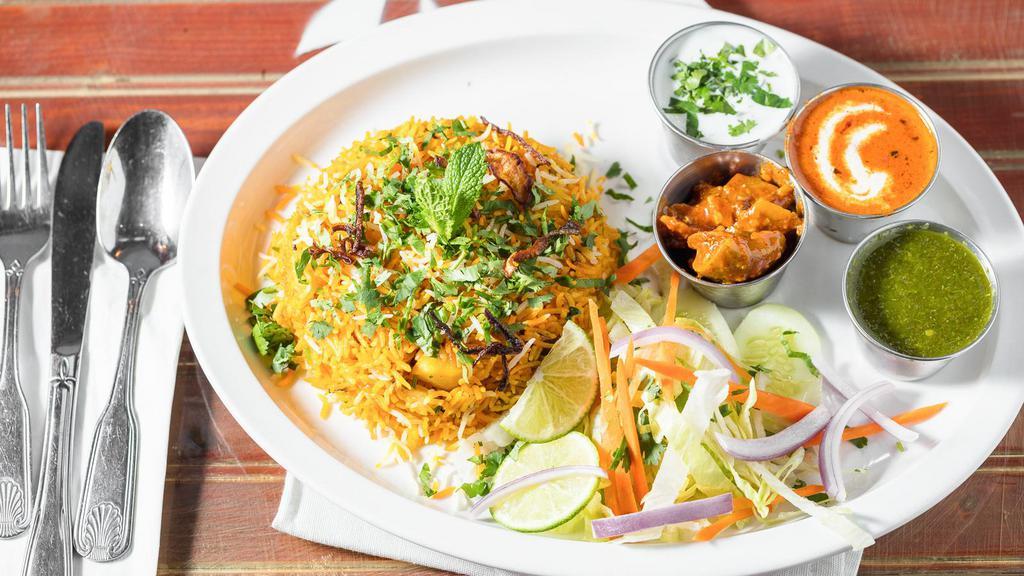Biryani · Basmati rice mixed together with your choice of protein & fine spices.