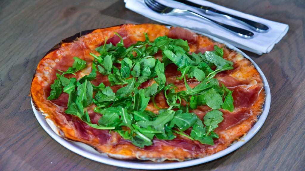 Prosciutto Di Parma Pizza · San marzano pomodoro / mozzarella / prosciutto di parma / baby arugula