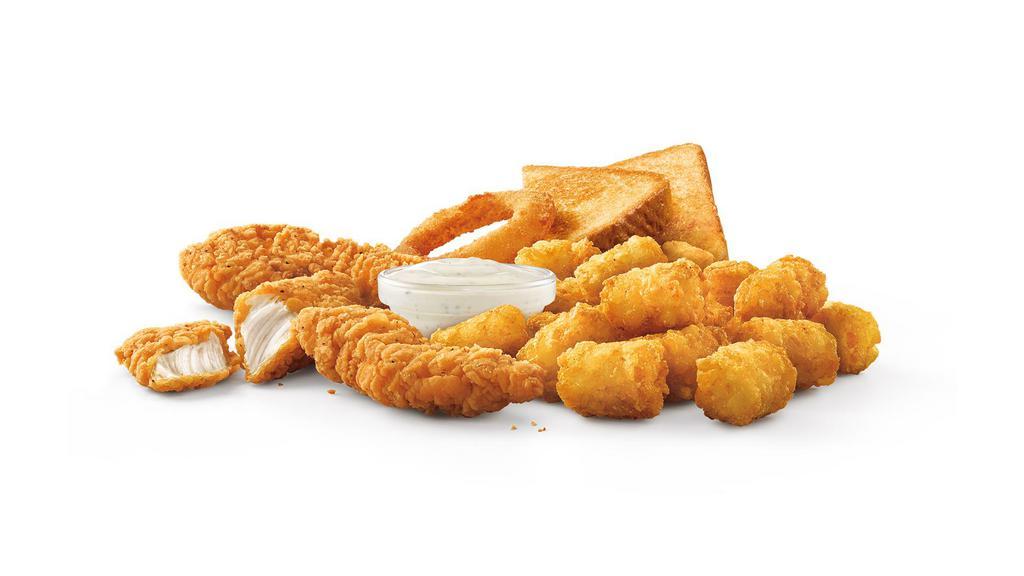 Chicken Strips · Choice of dipping sauce.
