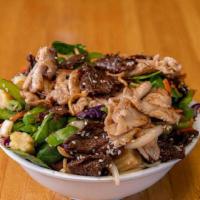 Pork And Beef Bowl · The original Mongolian BBQ bowl with our house sauce. Please let us know about any allergies.