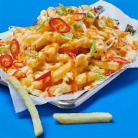 Chili Chilli Hot Loaded Fries 🌶 · Golden fries covered in cheese sauce, loaded up with spring onion, crispy onion, and chilli ...