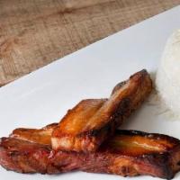 Barrigada De Cerdo / Pork Barrigada · Panceta cocinada al vacío y luego asada. El corte de cerdo más sabroso. 10 oz. / Pork belly ...