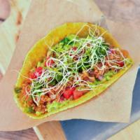 Cowly Taco · 1 taco in a  sprouted organic corn tortilla, cauliflower meat, guacamole, pico de gallo
