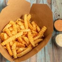 Crinkle Fries · Crinkle fries seasoned with house seasoning.
