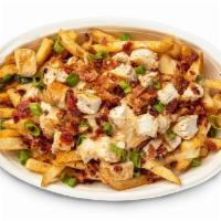 Loaded Fries · Smothered in SMC, chopped crispy chicken, bacon & green onions