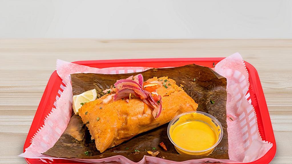 Peruvian Tamales - Pork/Chicken · Marinated in lime juice, cilantro and red onions served with sweet potato and Peruvian corn.