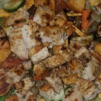 Grilled Chicken Breast · Hormone Free Chicken Breasts grilled and tossed with fresh veggies and your choice of dressi...