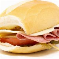 Bb Italiano Cold Sandwich · Ham, salami, Provolone Cheese, Mozzarella Cheese, onion, lettuce, tomato, and pickles.