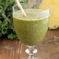Pineapple Banana Kale Smoothie · Made with kale, water, pineapple, banana and lime juice.