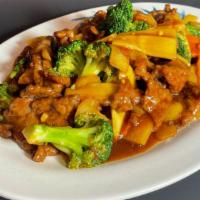 Beef With Broccoli · Beef, broccoli, carrot, bamboo shoot  with brown sauce