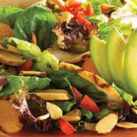 Grilled Chicken Salad · Fire-grilled chicken, mandarin oranges, honey-roasted almonds, tomatoes, raisins and avocado...