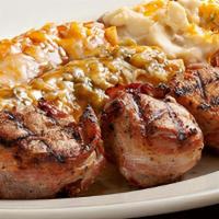 Pork Tenderloin Abrigada · Three fire-grilled pork tenderloin medallions, wrapped in hickory smoked bacon. Served with ...