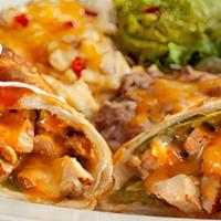 Fajita Chicken Chimichanga · Fire-grilled, marinated fajita chicken with blended cheeses and Anaheim chiles, in a lightly...