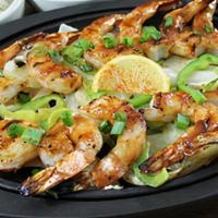 Gluten-Sensitive Shrimp Fajitas · Fire-grilled barbeque shrimp with fresh vegetables, cilantro lime rice, black beans, guacamo...
