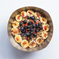 Superfood Bowl · Medium. Base Blend:
Organic Açai
Graviola*
Acerola
VB Blend**
Banana
Strawberries

Toppings:...