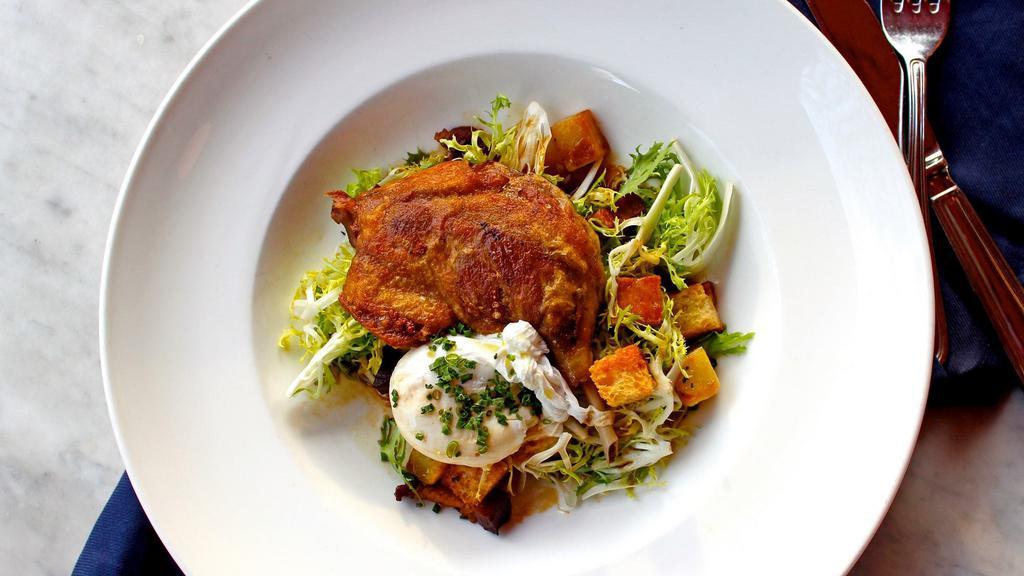 Grilled Chicken Breast · Petite mesclun salad, champagne vinaigrette, goat cheese crouton.